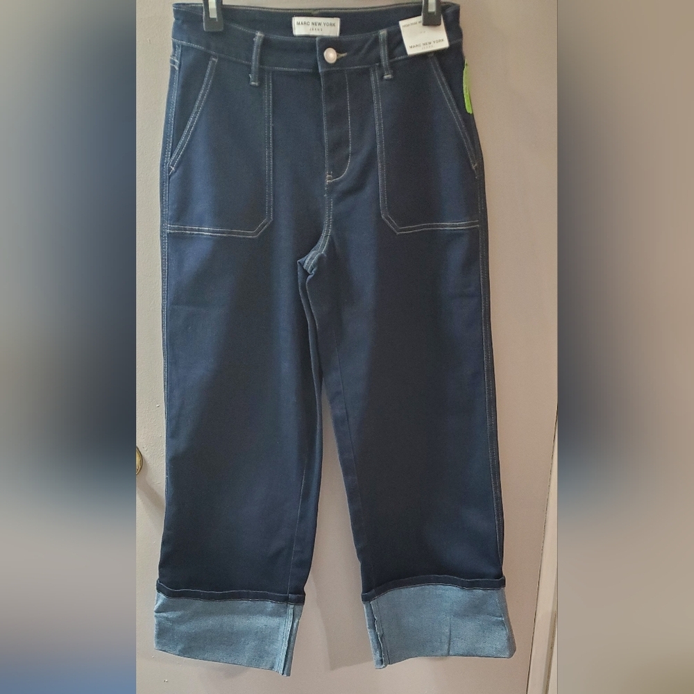 Marc New York Dark Blue Cuff Jeans. Sz 6 NWT
